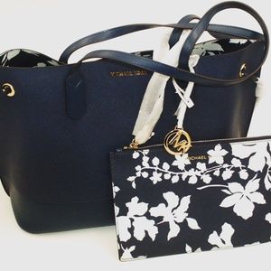 Michael Kors Trista Large Blue Leather Tote